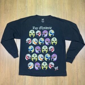 WWE Rey Mysterio Long Sleeve Shirt Youth XL Black 2007 Vintage Mask Graphic Tee